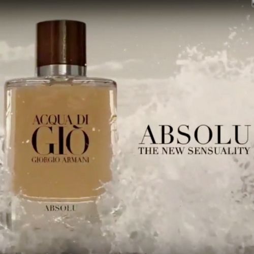 The advertisement of the niche fragrance Acqua Di Gio Absolu