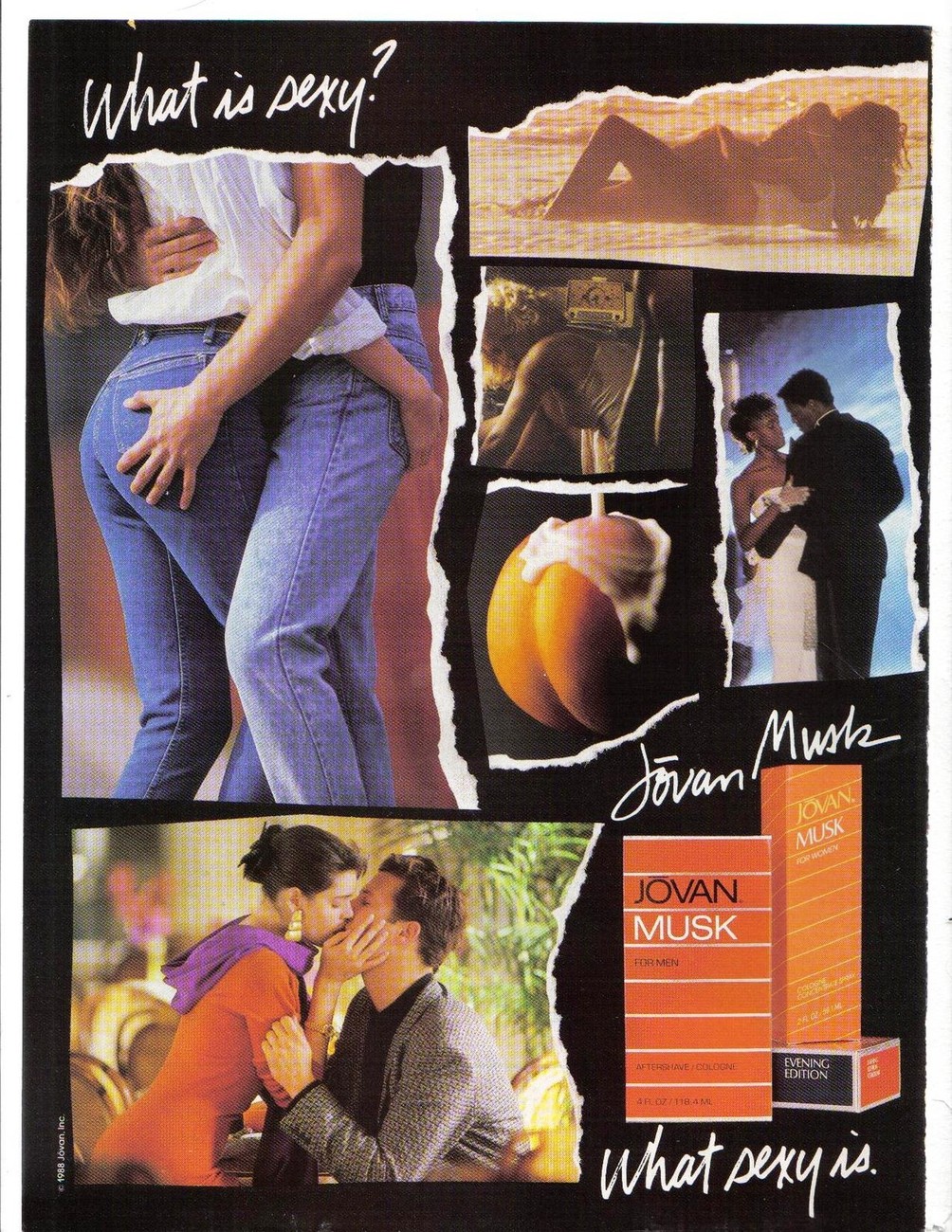 ad from 1990s for Jovan Musk with sexy images